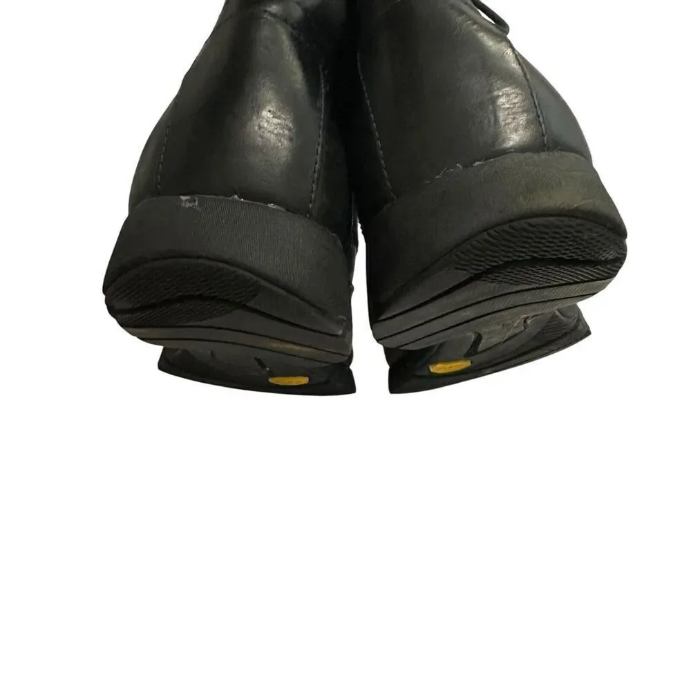 Hush Puppies Mens Black Leather Wingtip Combat Boots Vibram Sole Size 13 H103421
